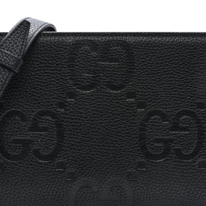 Gucci Monogram Jumbo GG Textured Dollar Calfskin Crossbody Bag Black 7 of 9