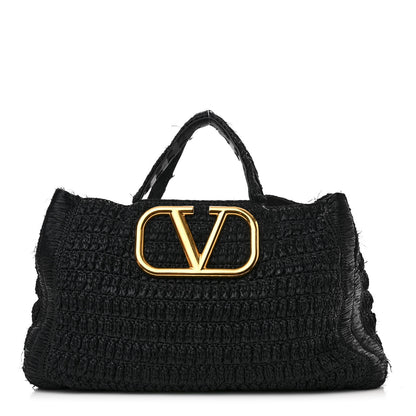 Valentino Garavani Raffia Supervee In It Tote Black 1 of 12