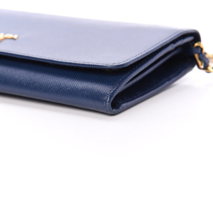 Prada Saffiano Metal Oro Chain Wallet Bleuette 10 of 10
