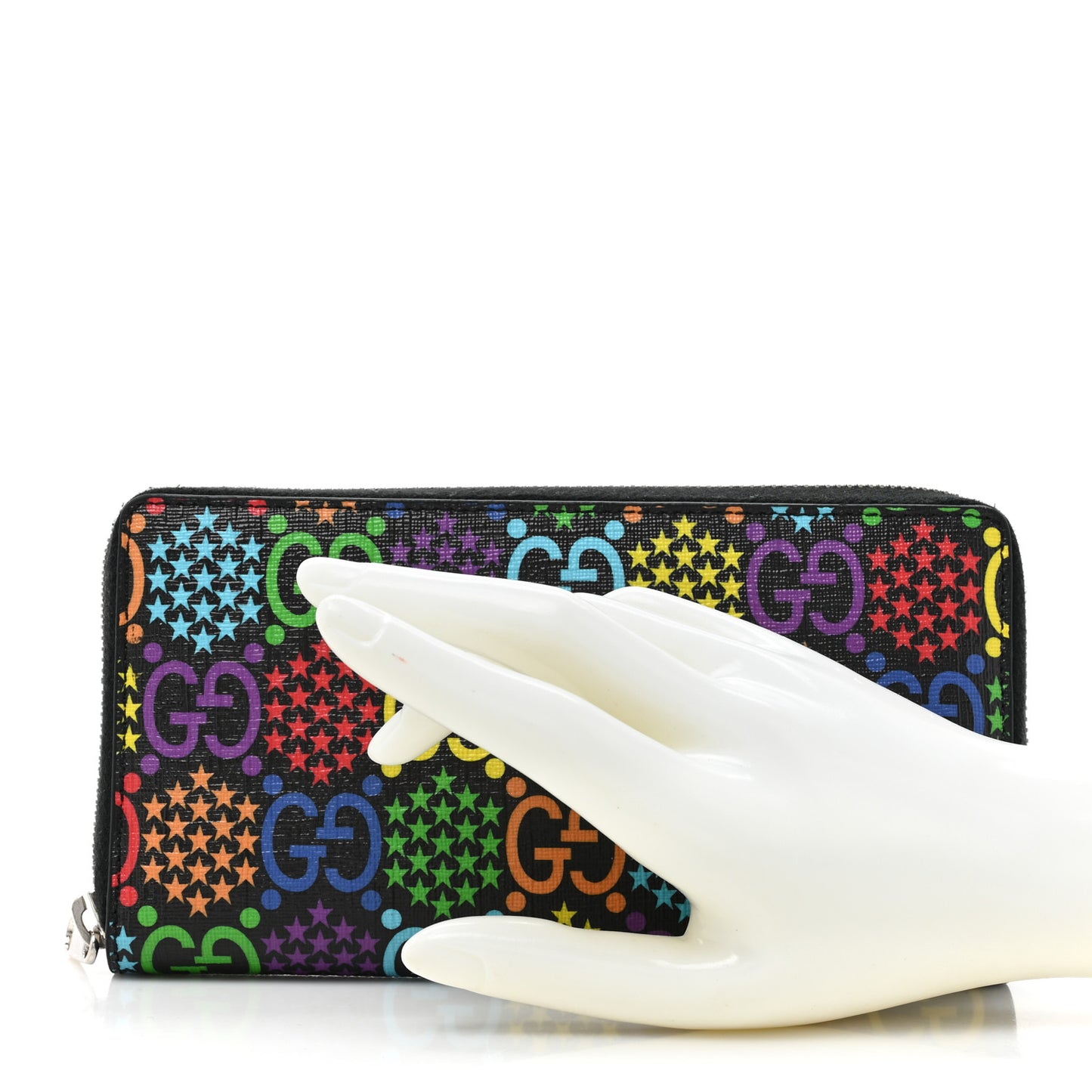 GG Supreme Monogram Psychedelic Zip Around Wallet Black Multicolor