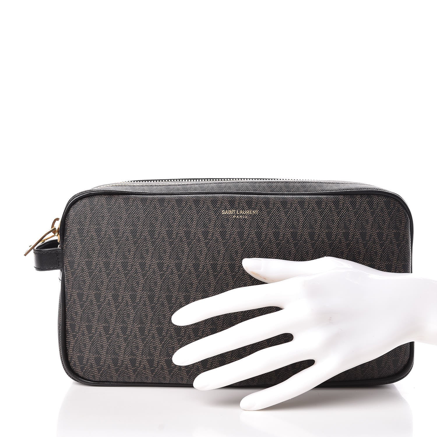 Saint Laurent Toile Classic Monogram Wash Bag Black Lino 2 of 8