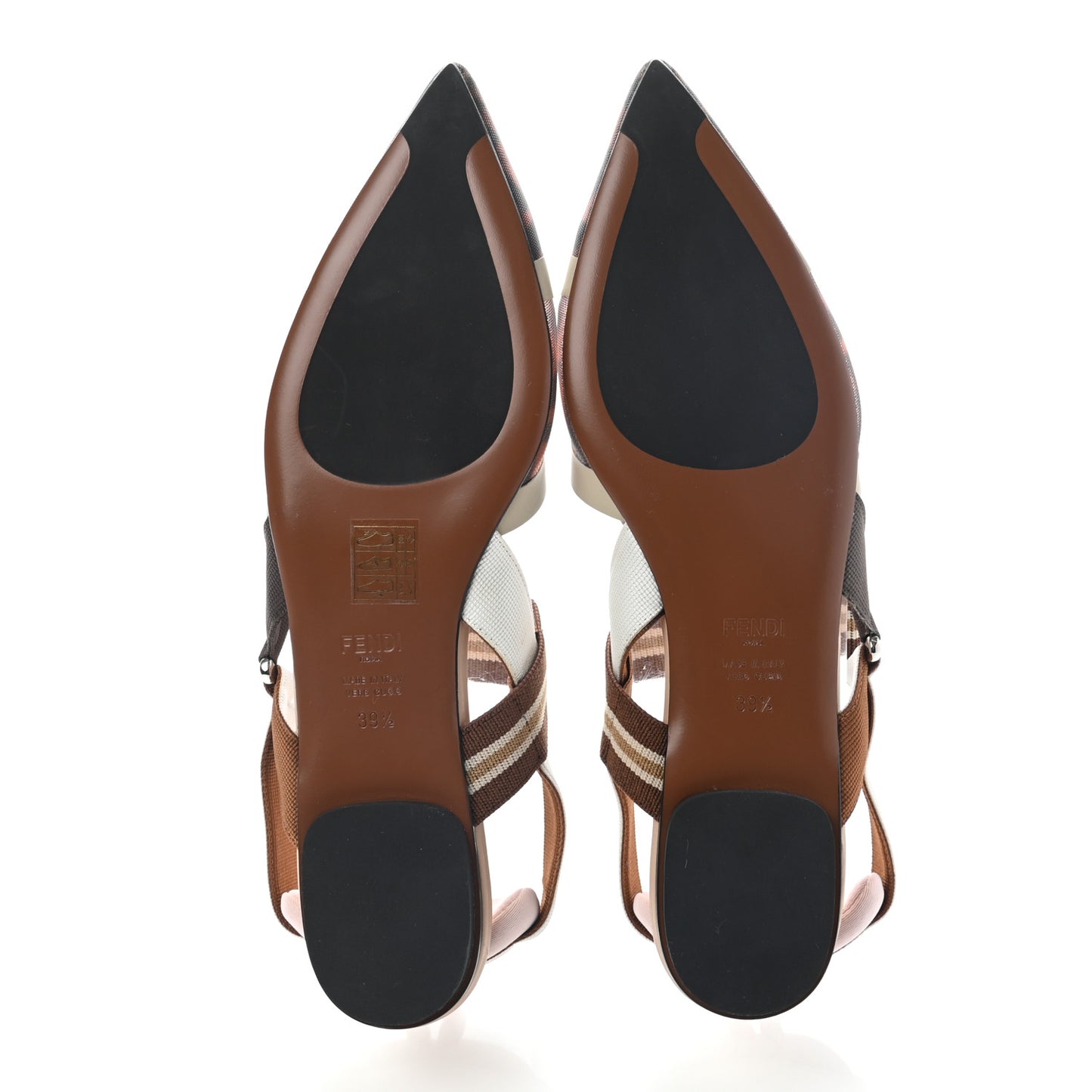 Technical Mesh FF Colibri Slingback Ballerina Flats 39.5 Tobacco Moro Camelia Beige Caramello
