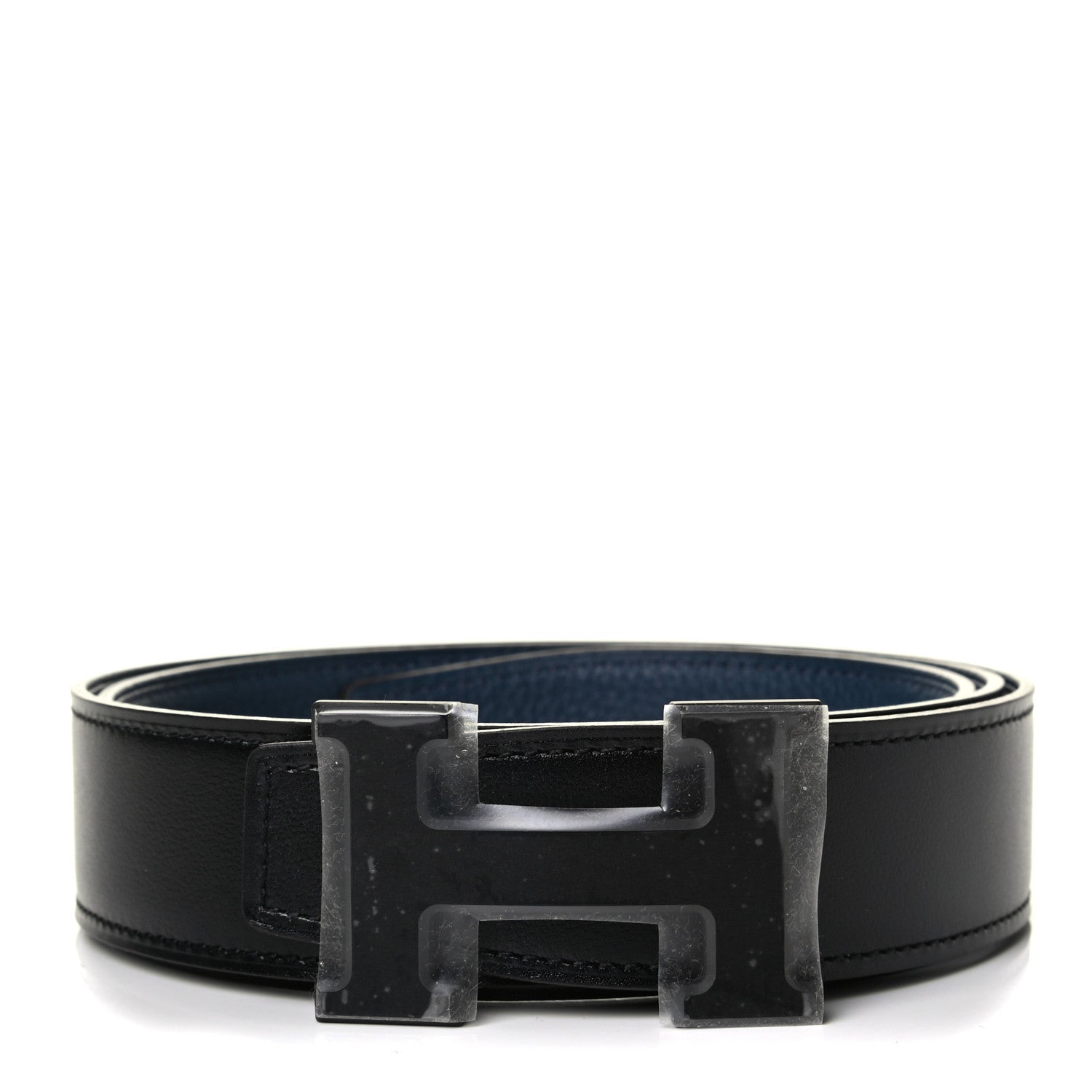 Hermes Box Togo 32mm Matte H Belt 90 Black Bleu De Prusse 1 of 4