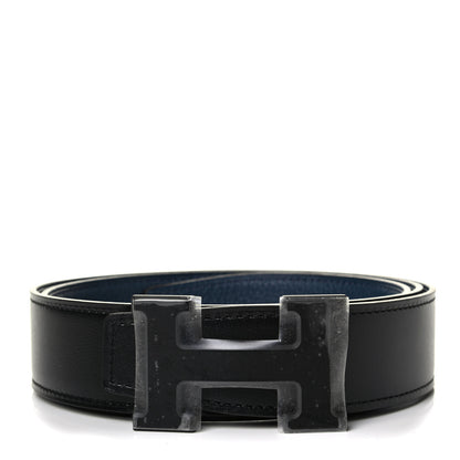 Hermes Box Togo 32mm Matte H Belt 90 Black Bleu De Prusse 1 of 4