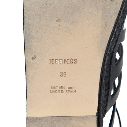 Hermes Calfskin Costanza Espadrilles 39 Black 7 of 17