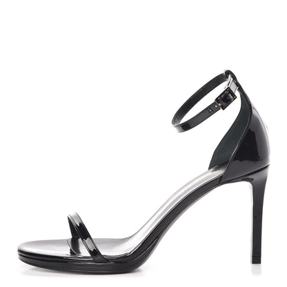 Saint Laurent Patent Calfskin Jane 80 Ankle Strap Sandals 37.5 Black 1 of 9