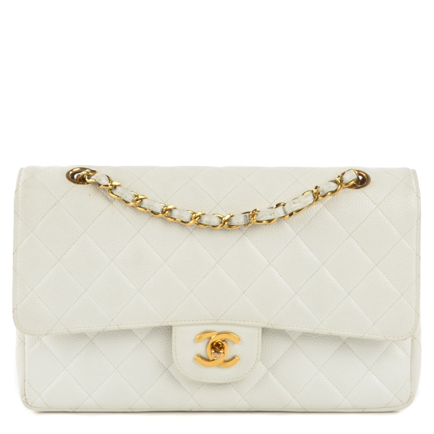 Chanel Caviar Quilted Medium Double Flap White 1 of 14