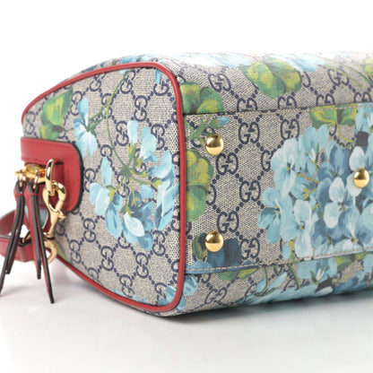 Gucci GG Supreme Monogram Blooms Small Boston Beige Blue Navy Hibiscus Red 9 of 10