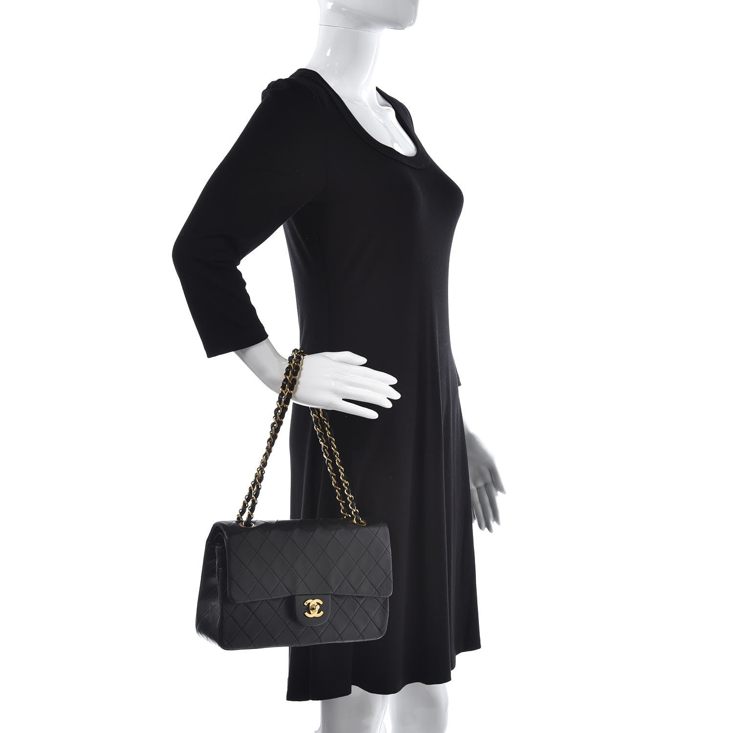 Chanel Lambskin Quilted Medium Double Flap Black 2 of 13