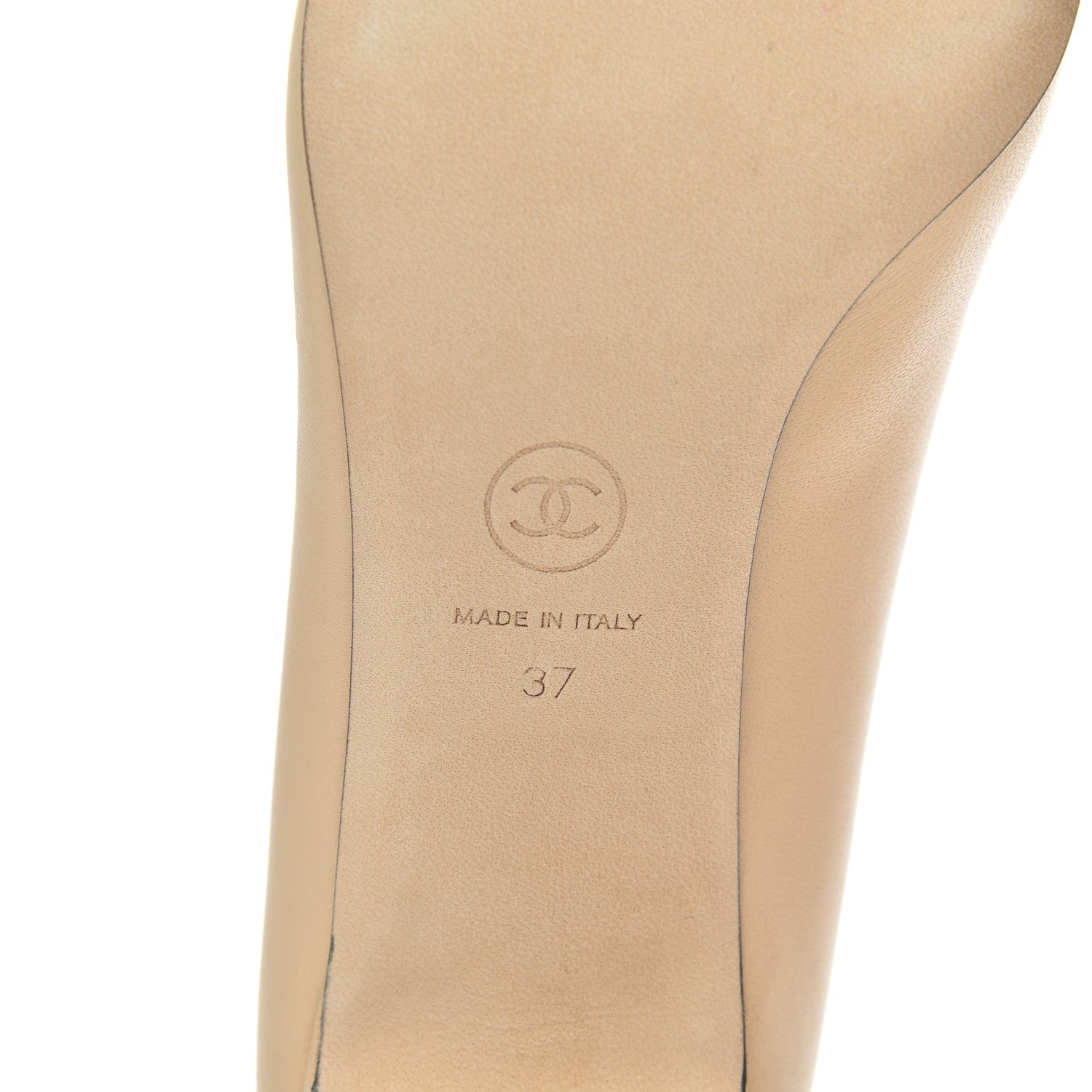 Chanel Lambskin Grosgrain Pearl Cap Toe CC Pumps 37 Beige Black 7 of 10