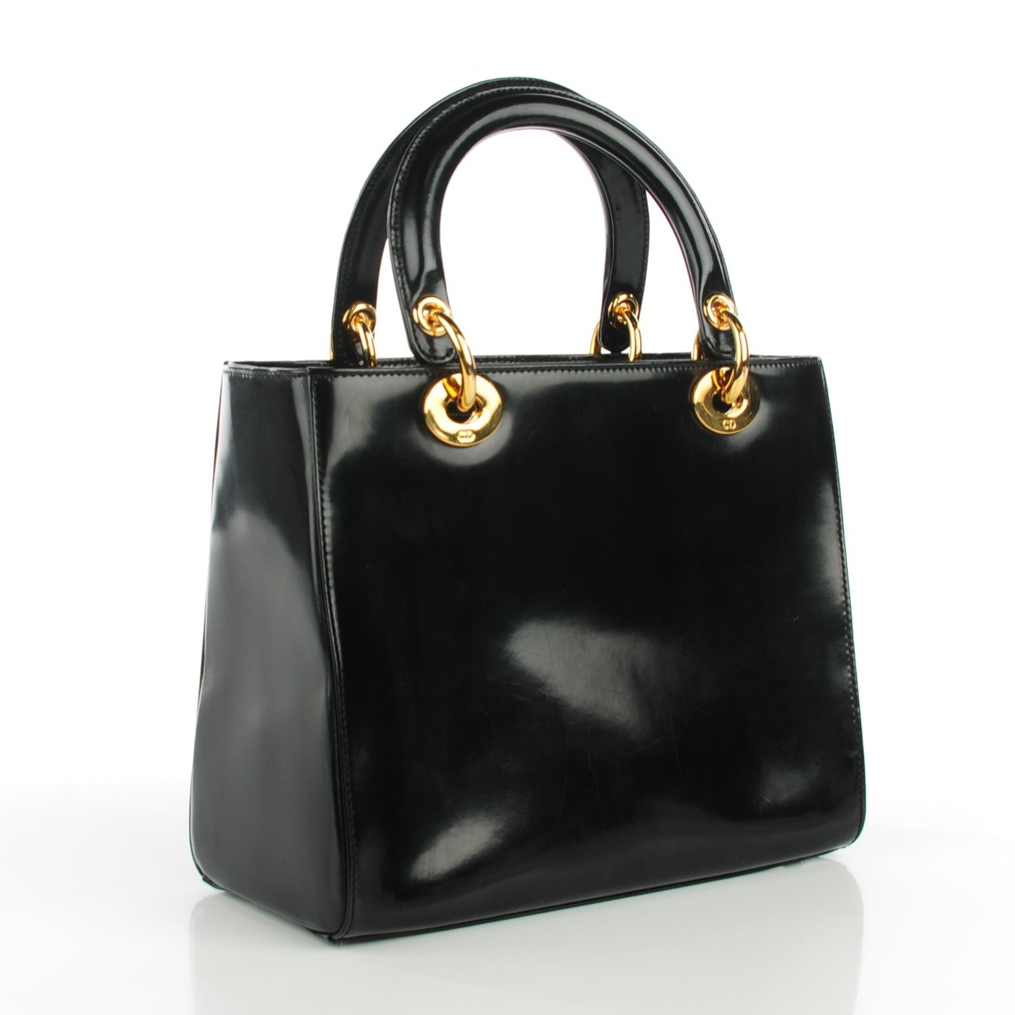 Vintage Patent Medium Lady Dior Black