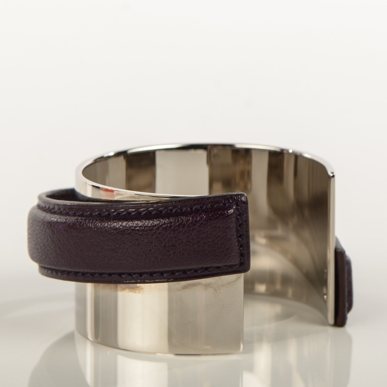 Hermes Chevre Mysore Horizon Bracelet L Raisin 3 of 7