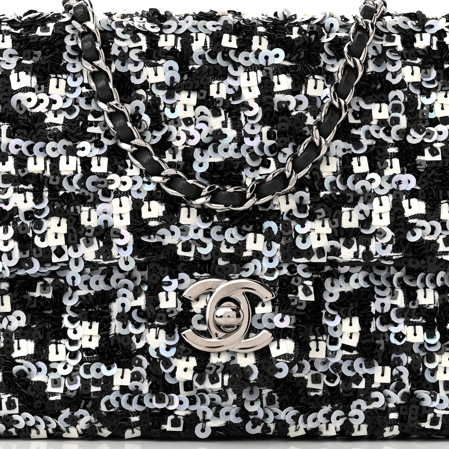 Chanel Sequin Lambskin Mini Flap Silver Black 8 of 10