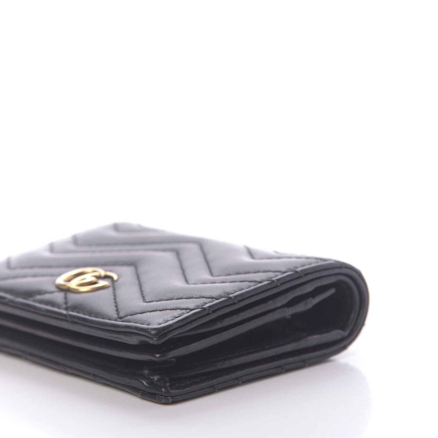 Calfskin Matelasse GG Marmont Card Case Wallet Black