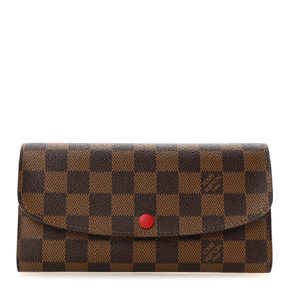 Louis Vuitton Damier Ebene Emilie Wallet Red 1 of 7