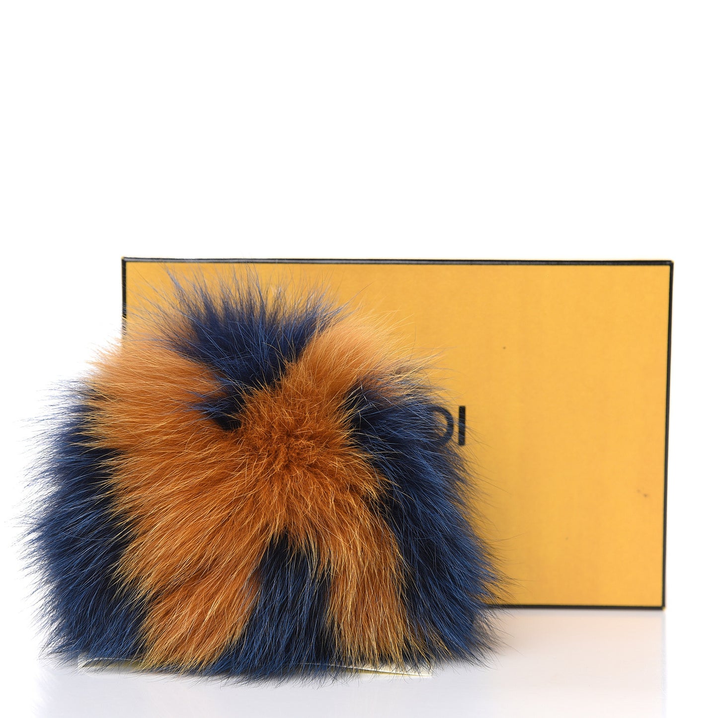 Fox Fur Shiny Nappa Bi-Color K ABCharm Bag Charm Blue Curry