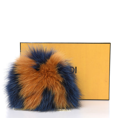 Fendi Fox Fur Shiny Nappa Bi-Color K ABCharm Bag Charm Blue Curry 4 of 4