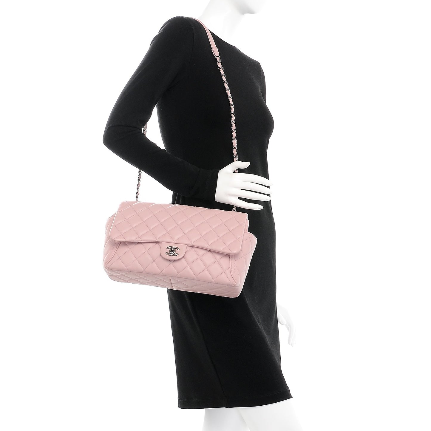 Lambskin Large Around Pockets Flap Light Pink