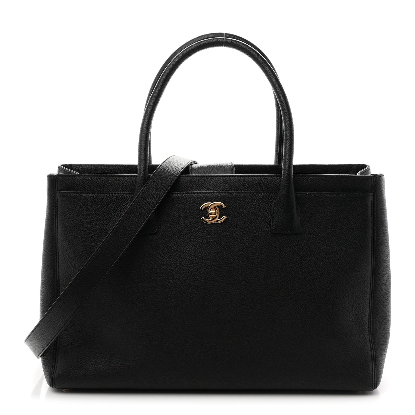 Calfskin Cerf Executive Shopper Tote Black
