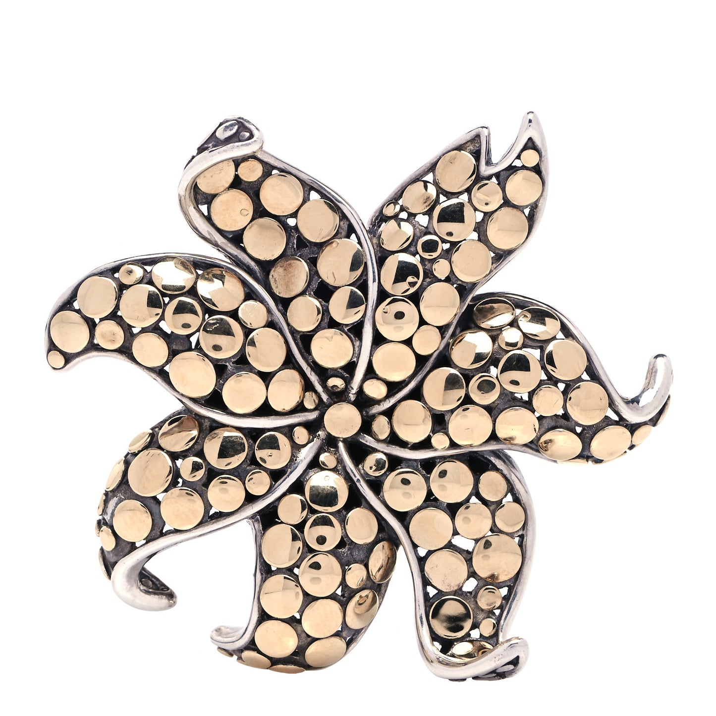 Sterling Silver 18K Yellow Gold Dot Ayu Frangipani Flower Ring 54 7