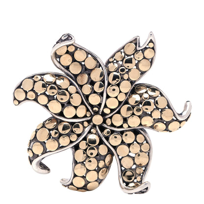 John Hardy Sterling Silver 18K Yellow Gold Dot Ayu Frangipani Flower Ring 54 7 1 of 5