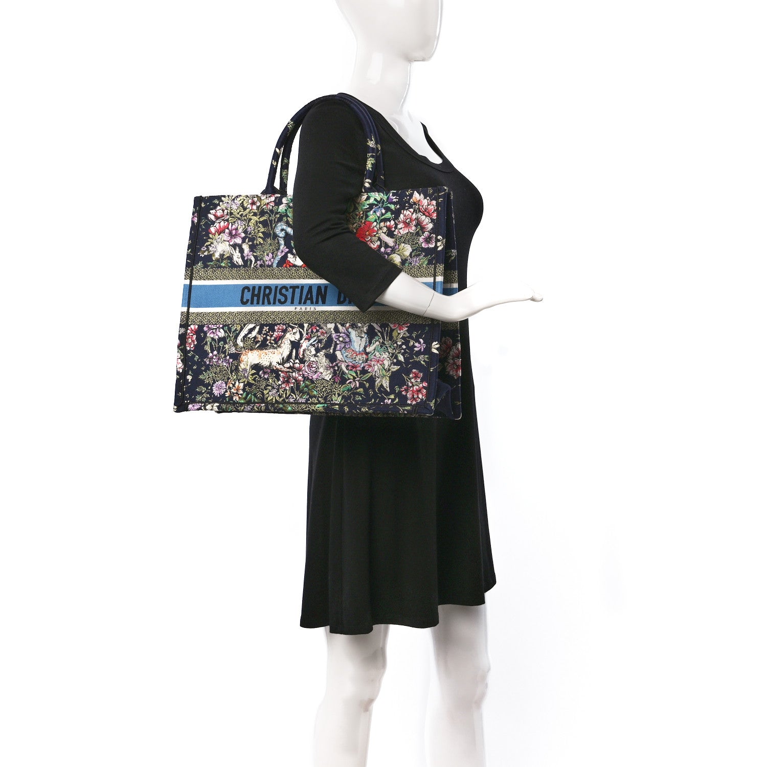 Christian Dior Canvas Embroidered Large D-Constellation Book Tote Blue Multicolor 2 of 9
