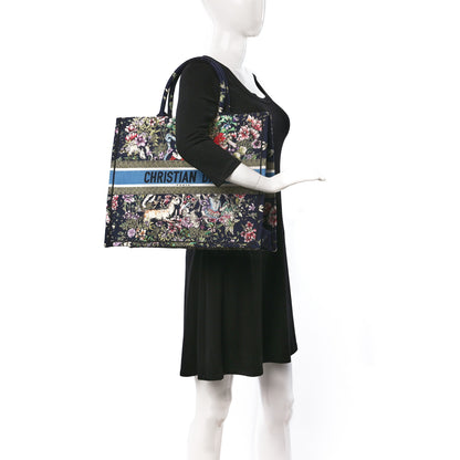 Christian Dior Canvas Embroidered Large D-Constellation Book Tote Blue Multicolor 2 of 9