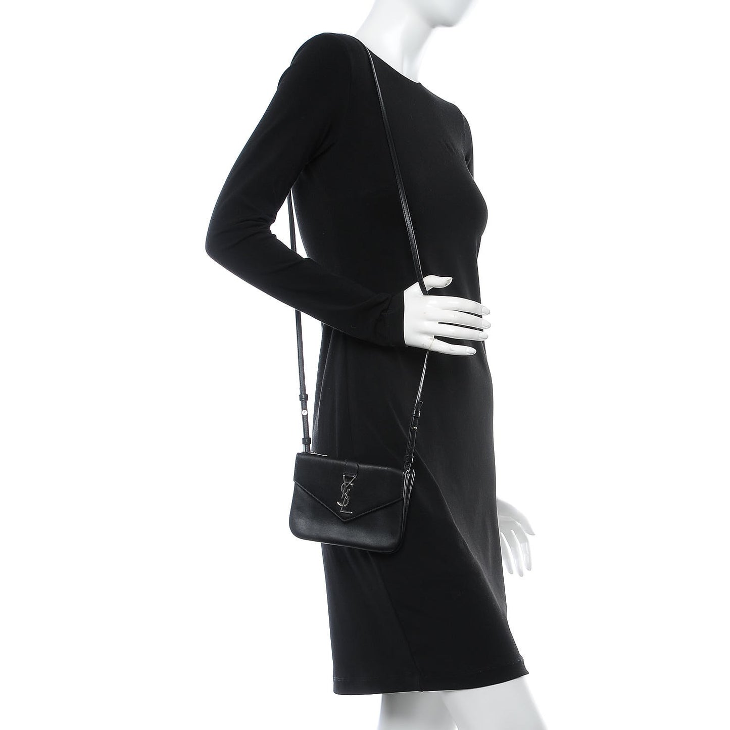 Calfskin Monogram Tri Pocket Crossbody Bag Black