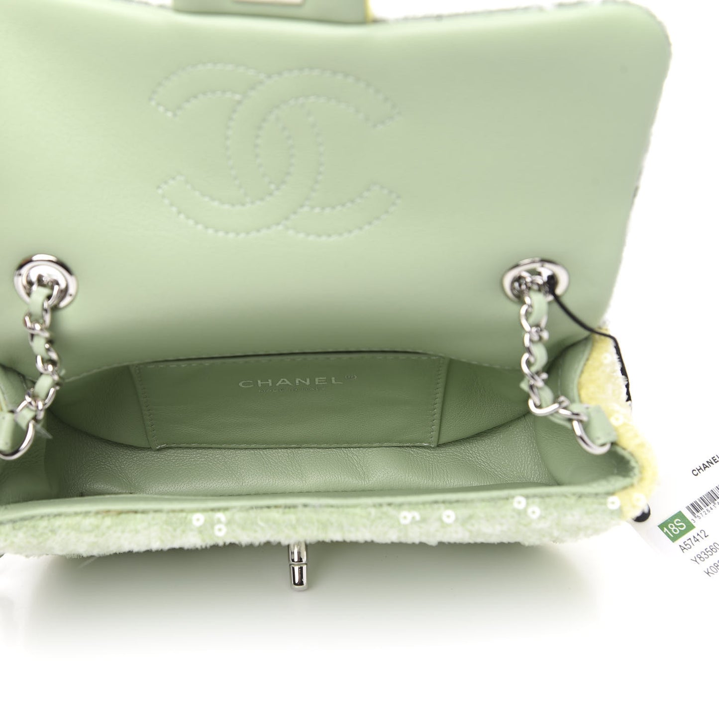 Sequin Mini Waterfall Flap Green Light Green Yellow