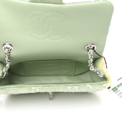 Chanel Sequin Mini Waterfall Flap Green Light Green Yellow 5 of 11