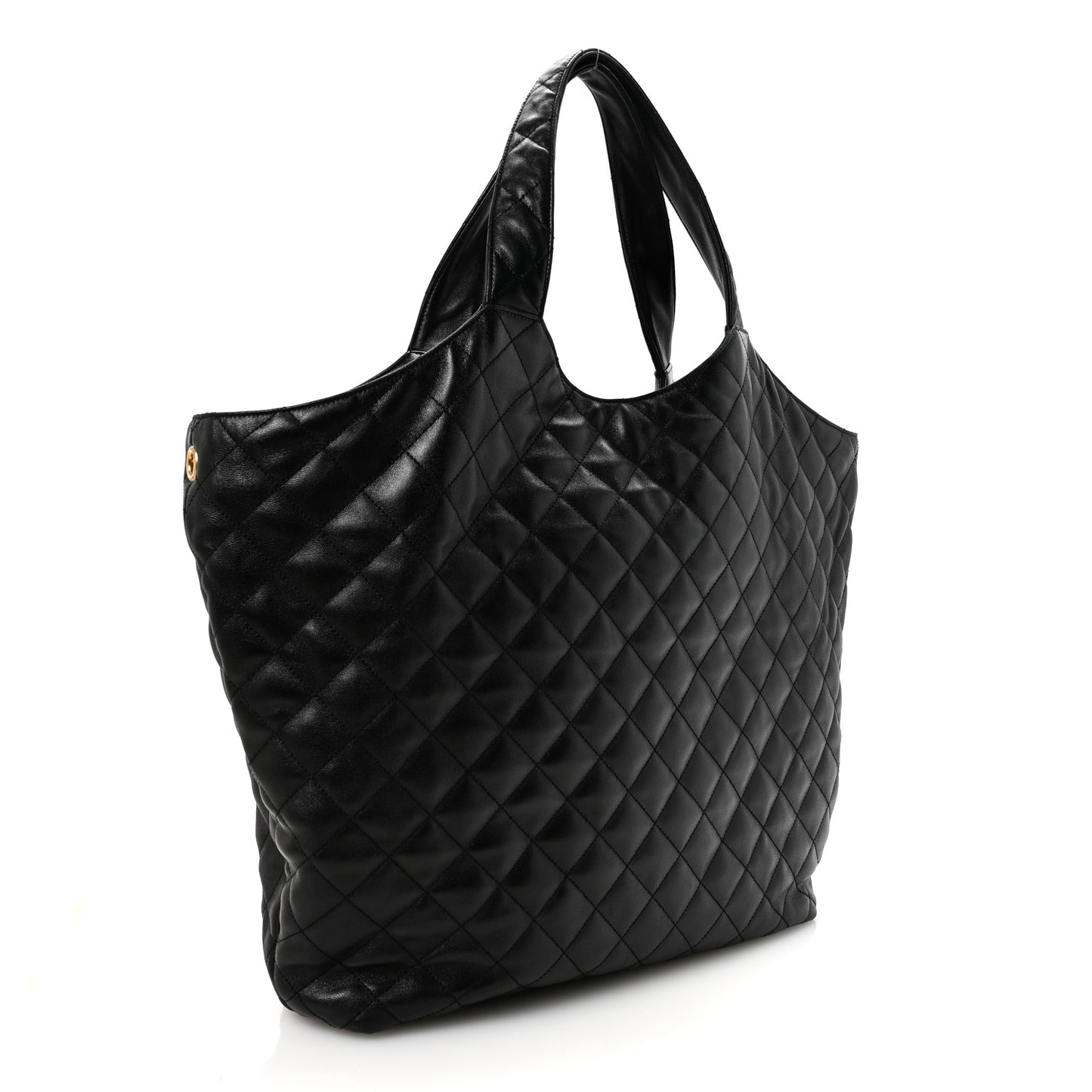 Lambskin Quilted Maxi Icare Shopping Tote Black