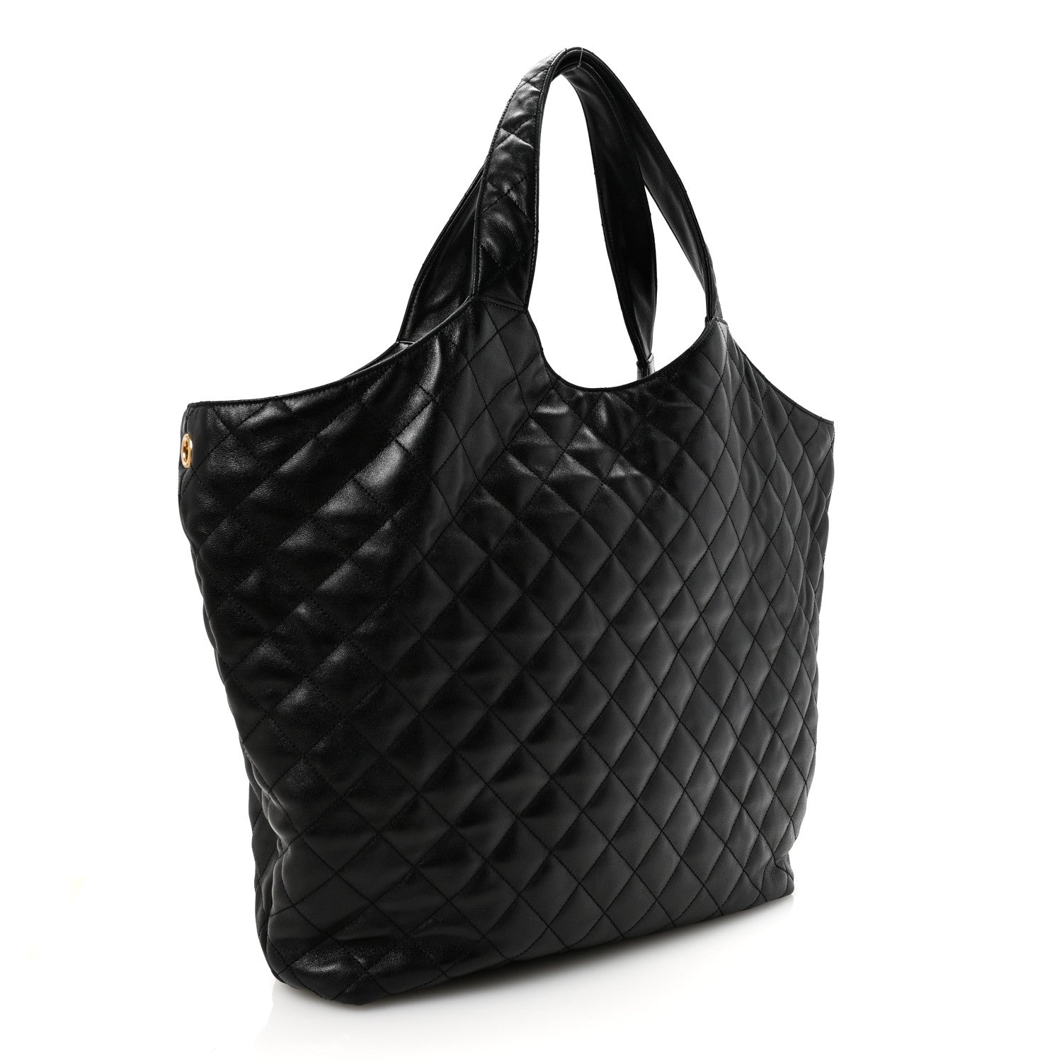 Saint Laurent Lambskin Quilted Maxi Icare Shopping Tote Black 3 of 9