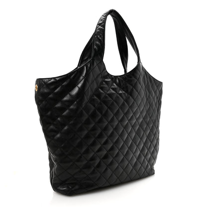 Saint Laurent Lambskin Quilted Maxi Icare Shopping Tote Black 3 of 9