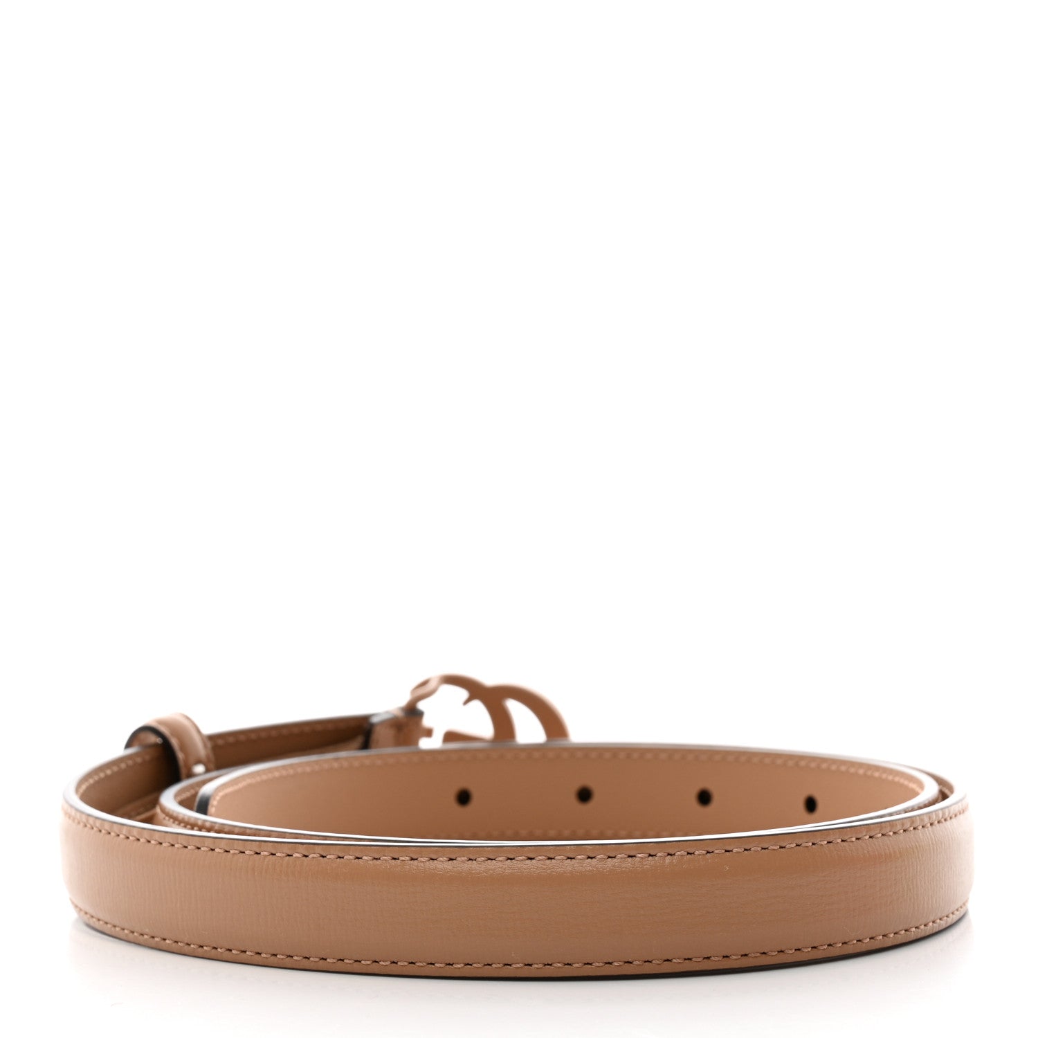 Gucci Azalea Calfskin Enamel Monochrome Double G 20mm Belt 85 34 Camelia 2 of 5