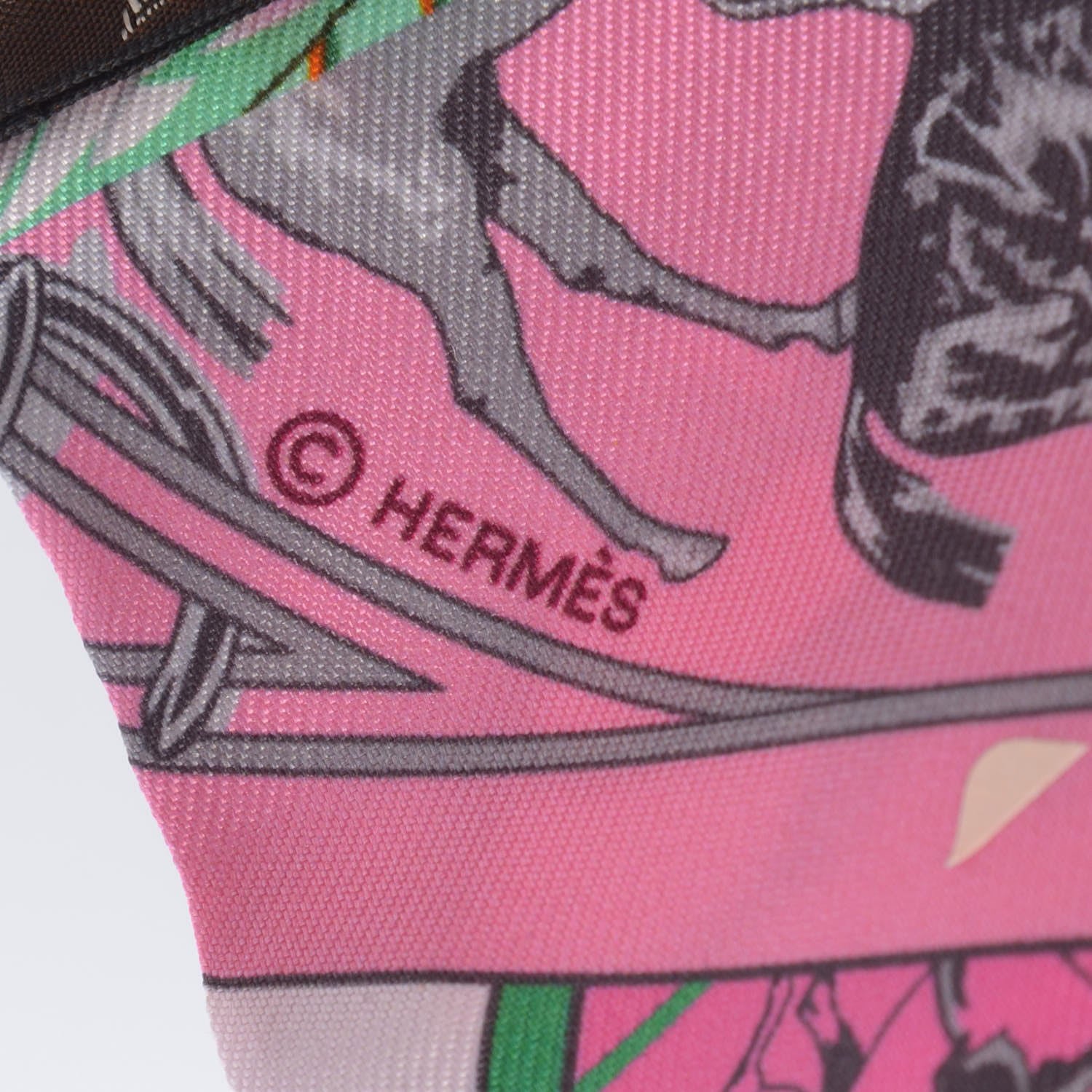 Hermes Silk Cheval Phoenix Twilly Fuchsia Vert Rose 3 of 5