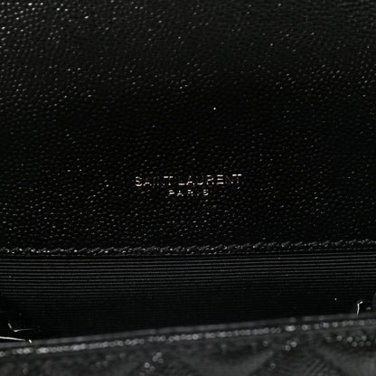 Saint Laurent Grain De Poudre Textured Mixed Matelasse Triquilt Small Monogram Satchel Black 5 of 11
