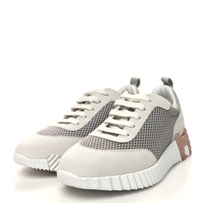 Hermes Air Mesh Suede Goatskin Bouncing Sneakers 39.5 Gris Luela 3 of 9