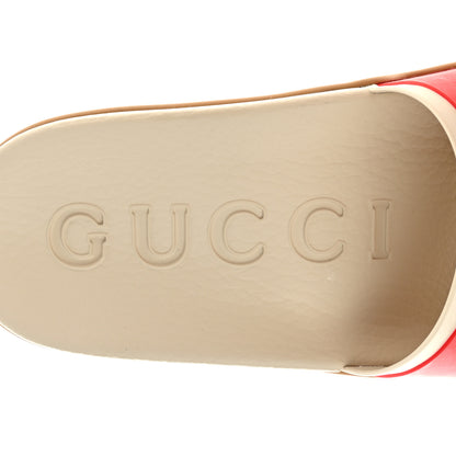 Gucci Rubber Web Womens Interlocking G Slide Sandals 39 Mystic White Green Red 7 of 9