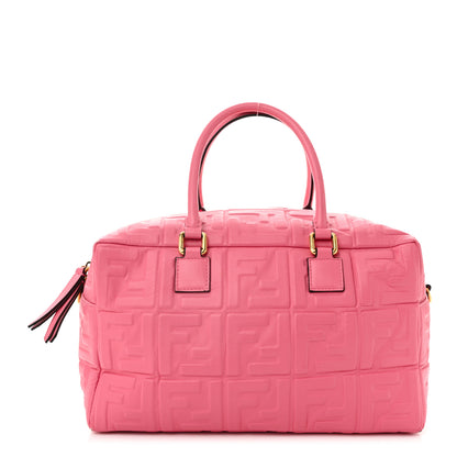 Fendi Nappa FF 1974 Embossed Small Boston Rosa Fluo 1 of 12