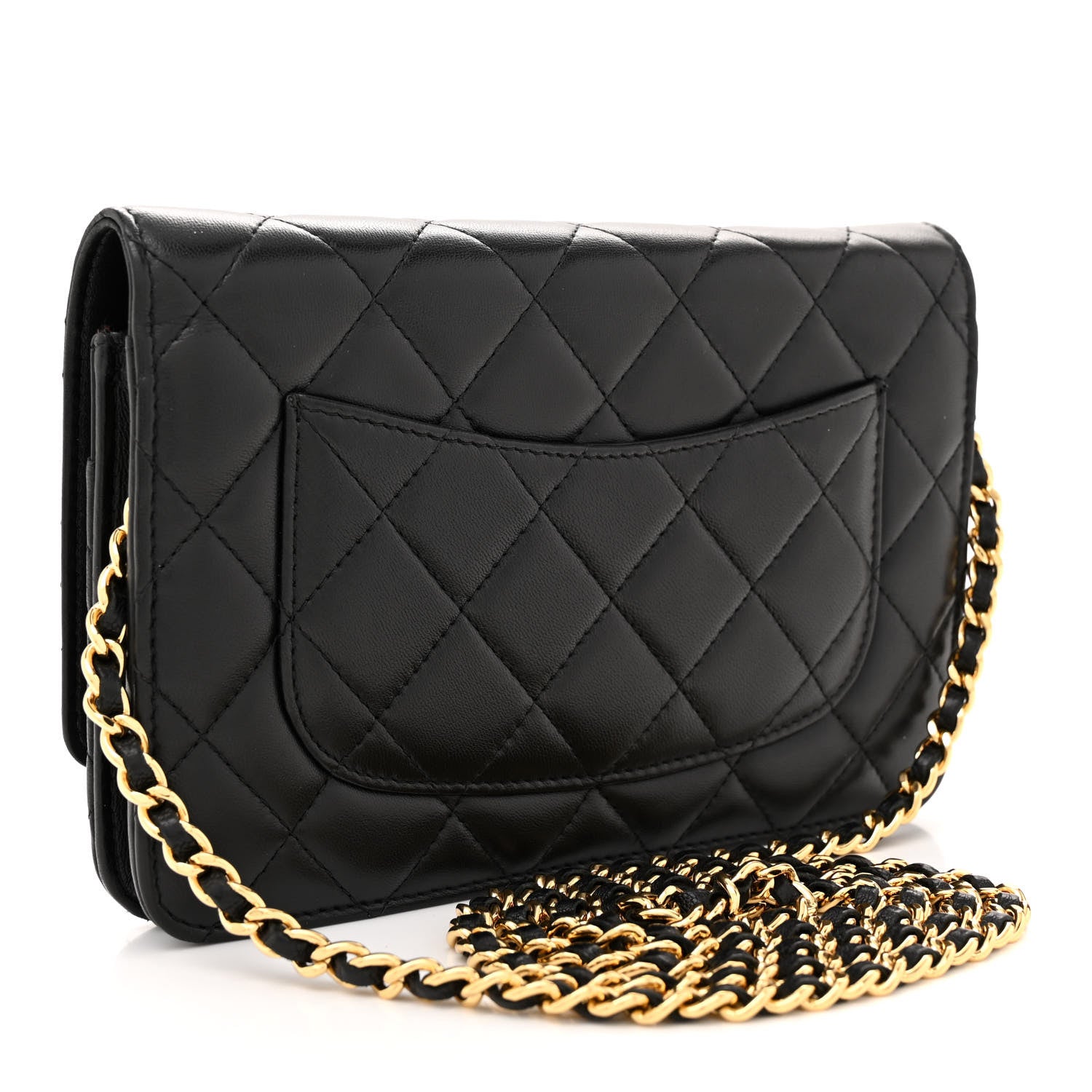 Chanel Lambskin Quilted Wallet On Chain WOC Black 3 of 15