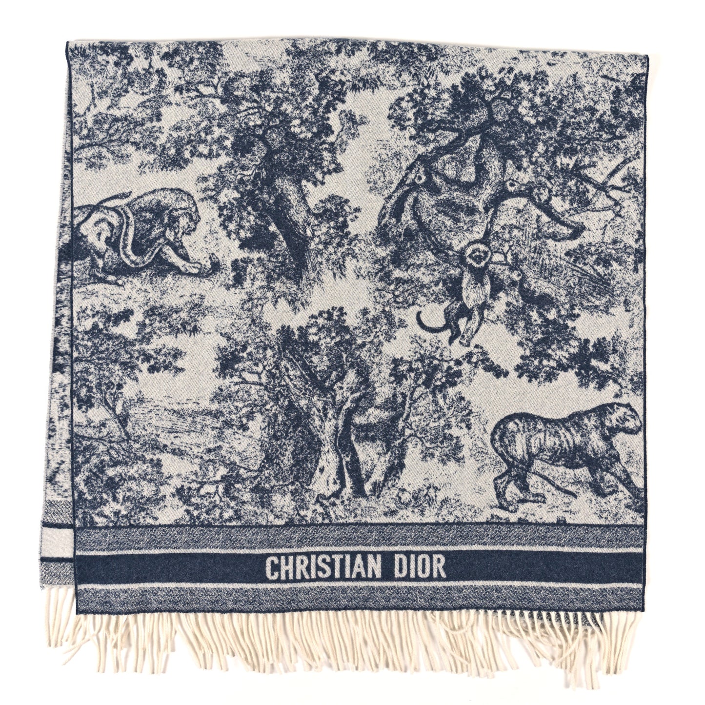 Cashmere Toile De Jouy Poncho Grey