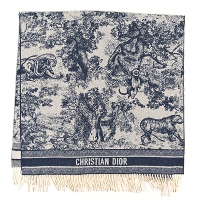 Christian Dior Cashmere Toile De Jouy Poncho Grey 2 of 3