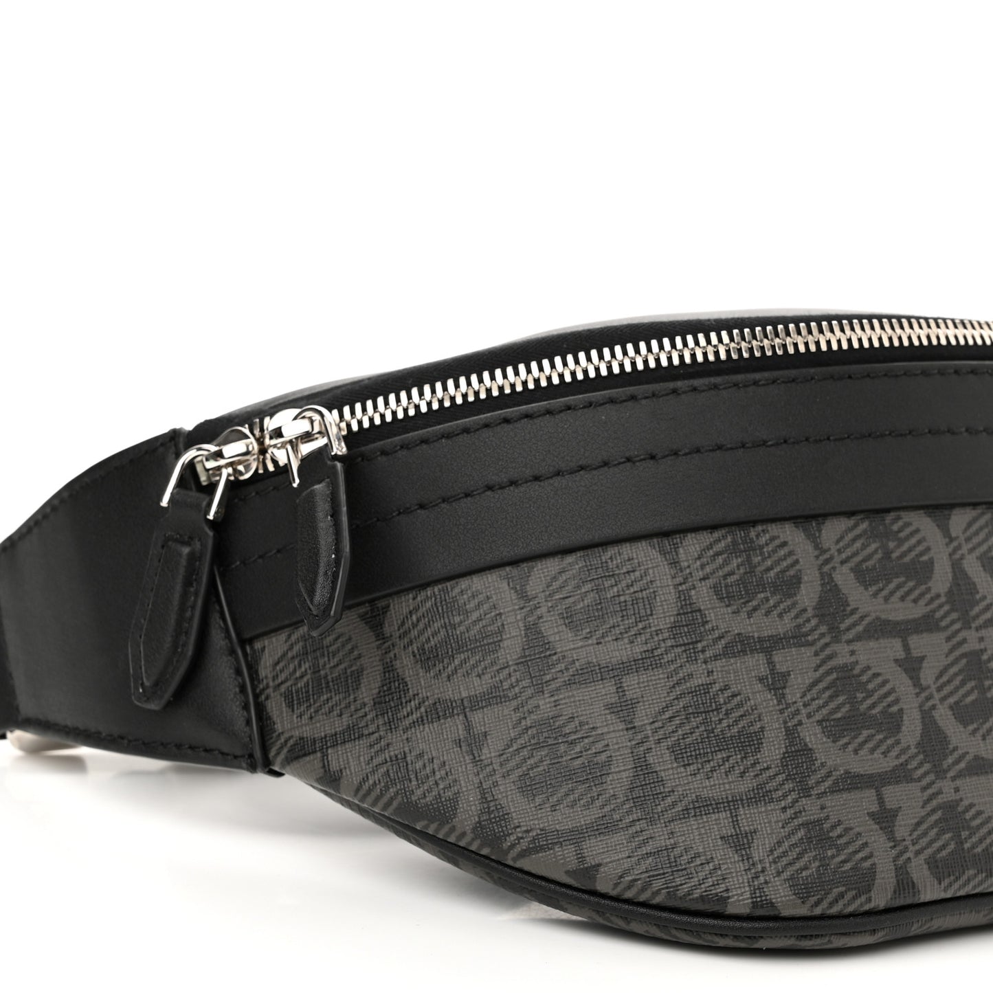 Gancini Monogram Calfskin Waist Bag Black Grey