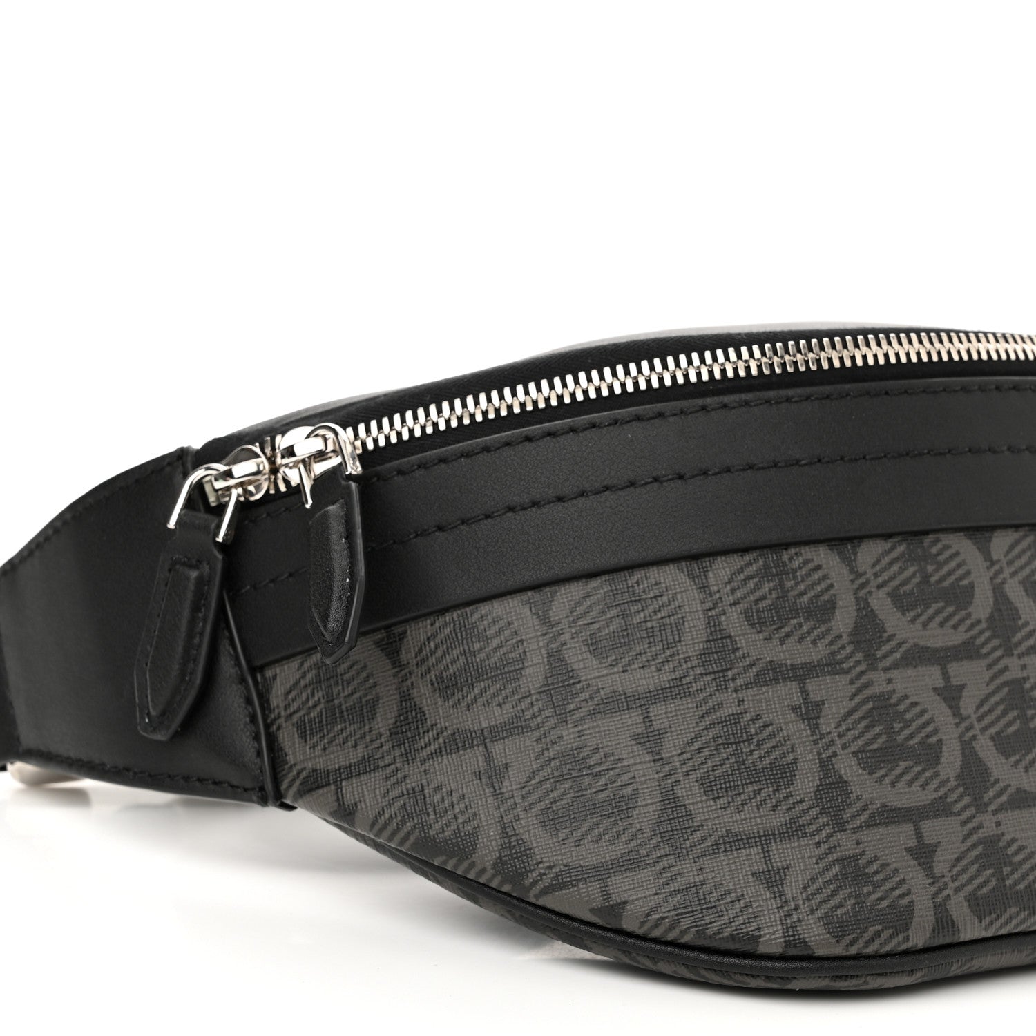 Salvatore Ferragamo Gancini Monogram Calfskin Waist Bag Black Grey 9 of 10