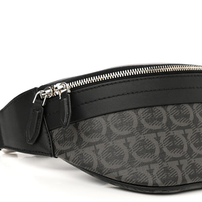 Salvatore Ferragamo Gancini Monogram Calfskin Waist Bag Black Grey 9 of 10