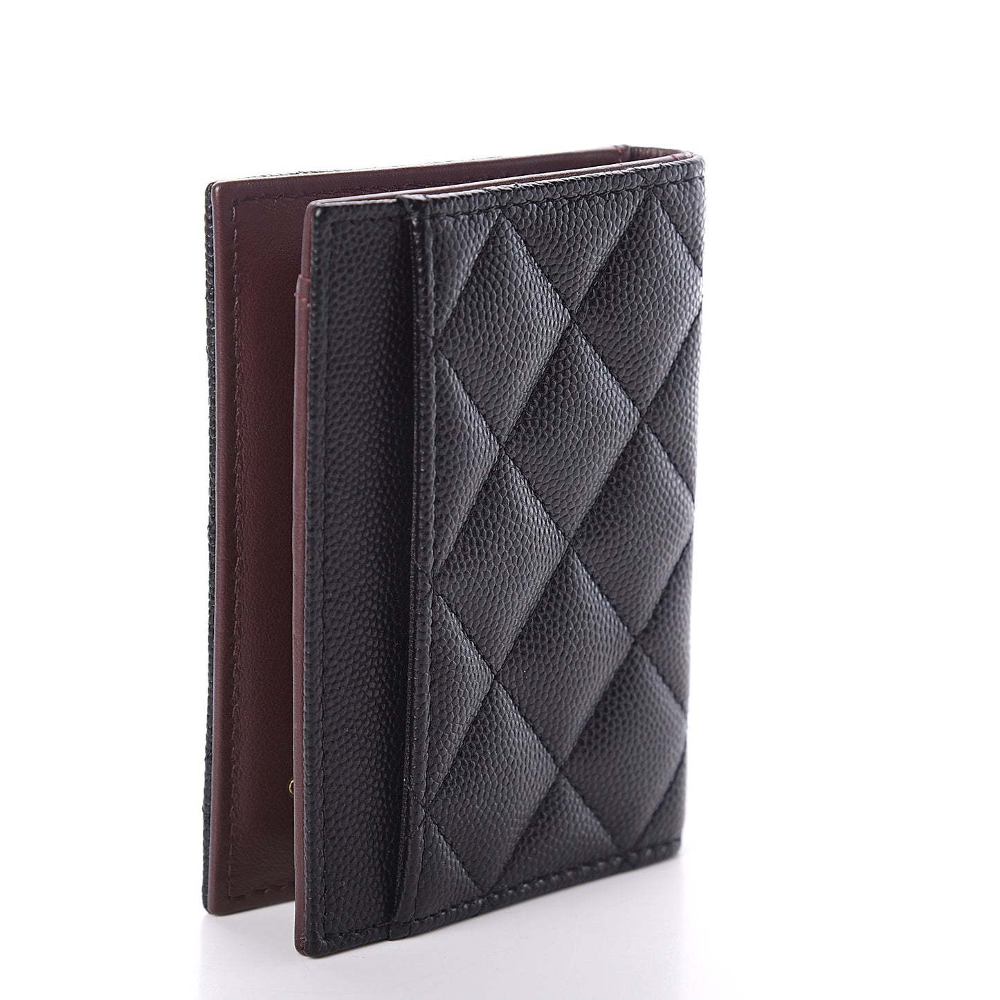 Caviar Quilted Card Holder Wallet Black