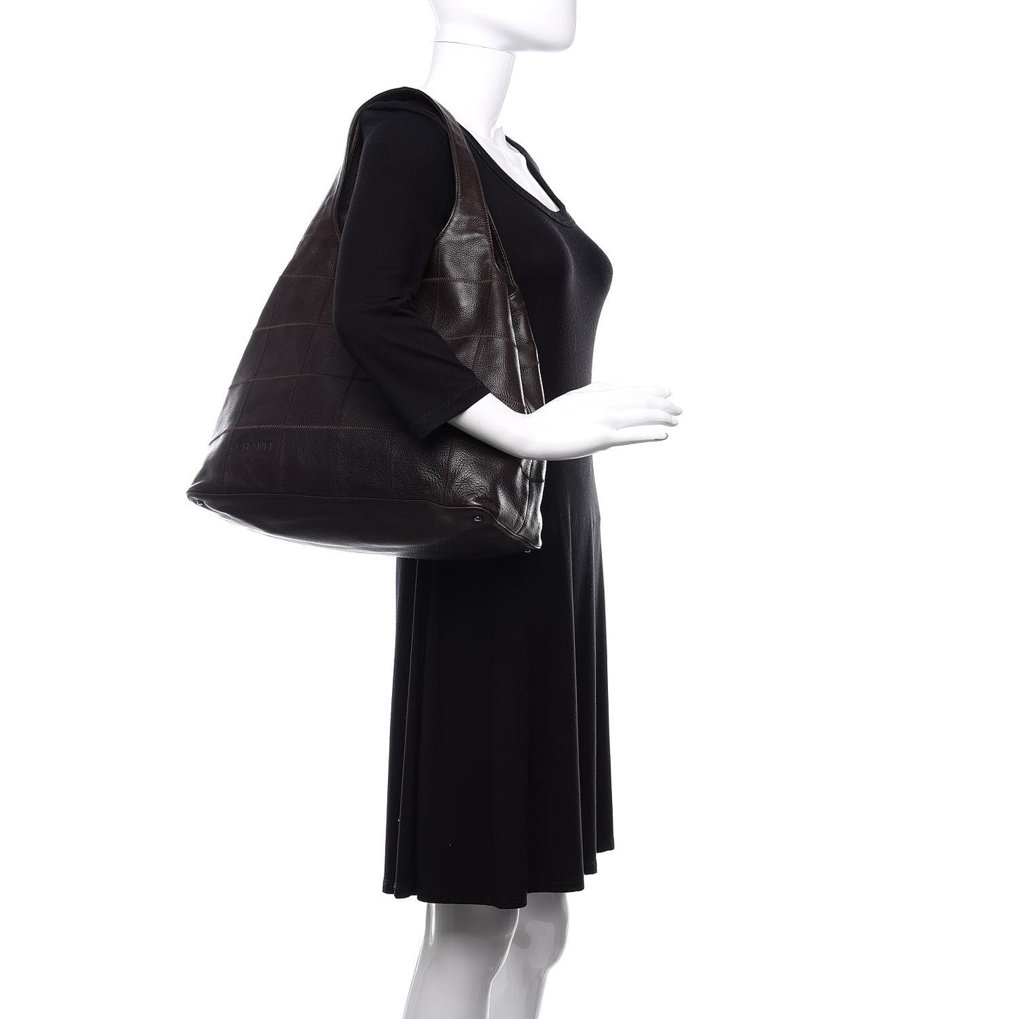 Calfskin Square Stitched Tassel Hobo Brown