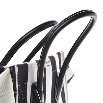 Celine Cotton Canvas Striped Medium Phantom Luggage White Black 19 of 19