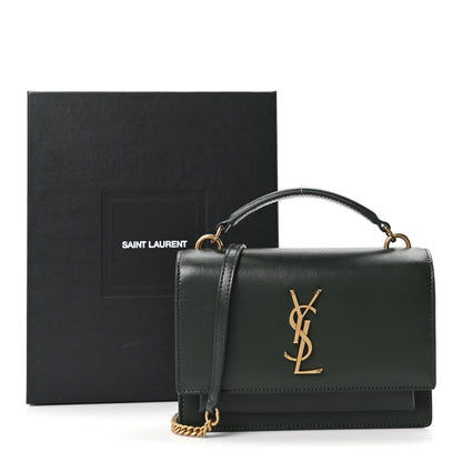 Saint Laurent Calfskin Monogram Sunset Chain Wallet New Vert Fonce 10 of 10