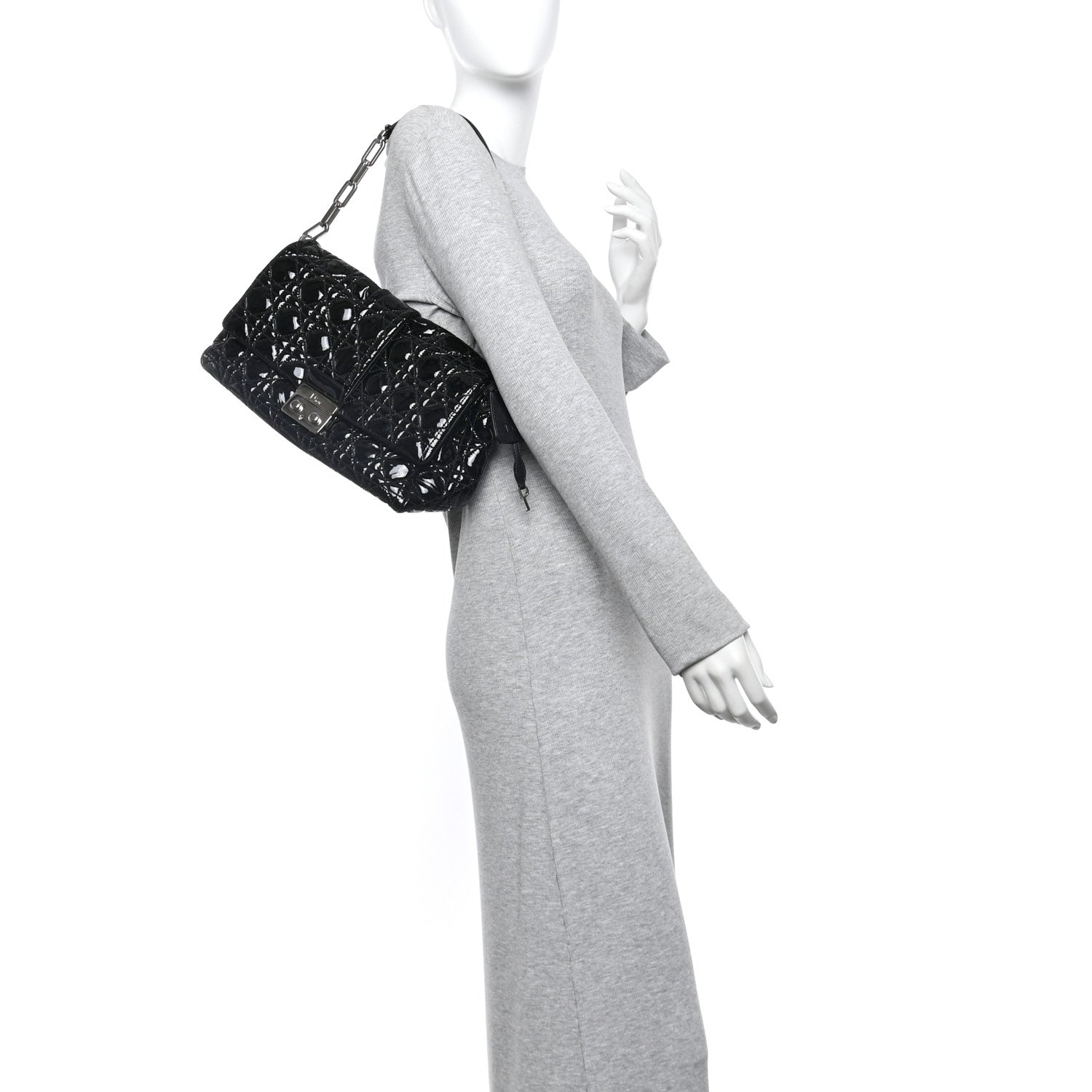Christian Dior Patent Cannage New Lock Flap Black 2 of 14